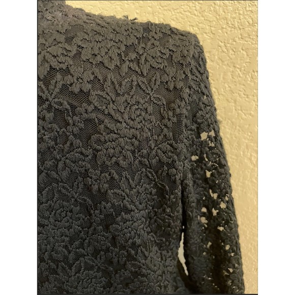 Coldwater Creek High Neck Lace Long Sleeve Scalloped Top - Sz M - Picture 6 of 14